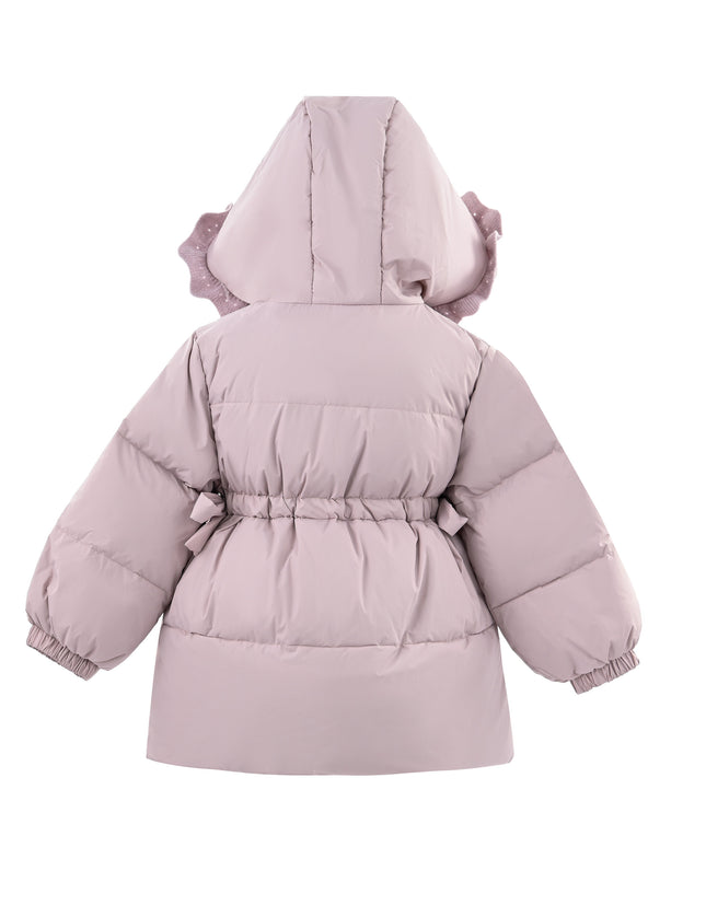 kids atelier mimitutu purple Ruffle-Hood Coat with Matching Scarf