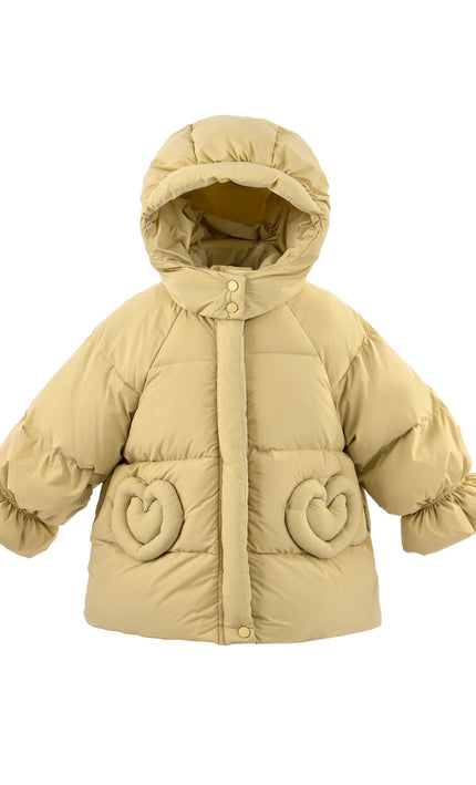 kids atelier mimi tutu Yellow Glow Heart-Pocket Puffer Jacket