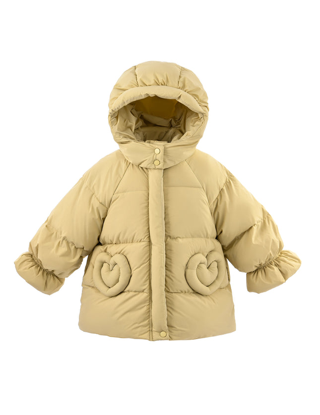 kids atelier mimi tutu Yellow Glow Heart-Pocket Puffer Jacket