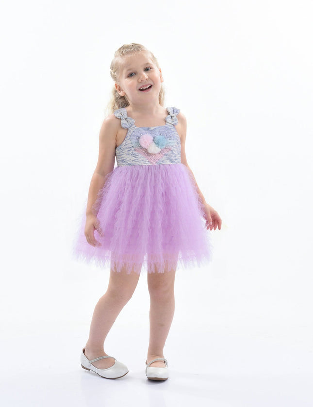 Kidsatelier-mimitutu-Purple-Tulle-Silhouette-Bow-Pom-Dress