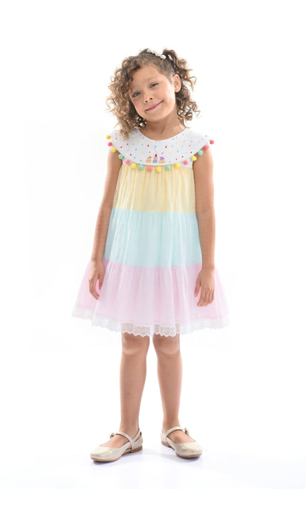 kidsatelier-mimitutu-Pastel Nalinee Rainbow Pom‑Pom Dress