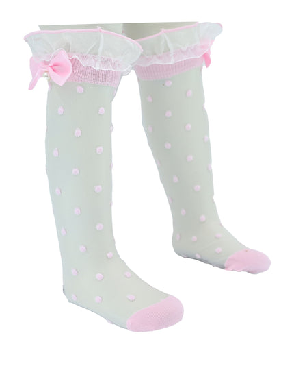 kidsatelier-mimitutu-Transparent-Polka-Dot-Bow-Trim-Socks