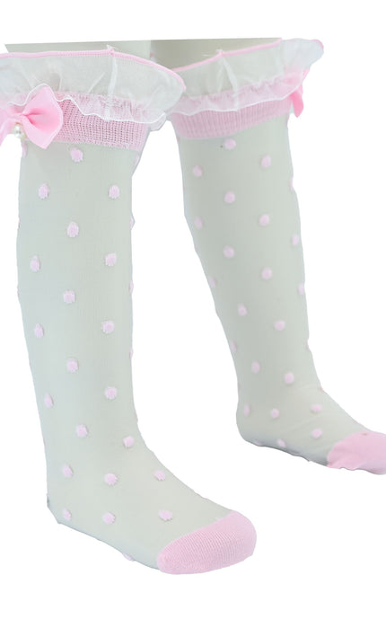 kidsatelier-mimitutu-Transparent-Polka-Dot-Bow-Trim-Socks