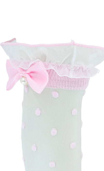 kidsatelier-mimitutu-Transparent-Polka-Dot-Bow-Trim-Socks