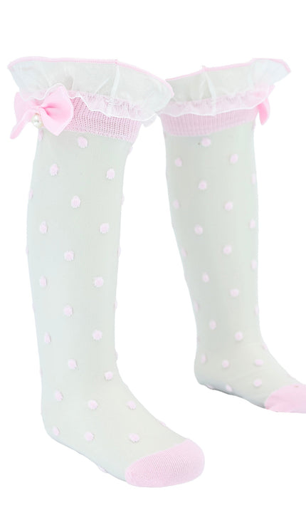 kidsatelier-mimitutu-Transparent-Polka-Dot-Bow-Trim-Socks