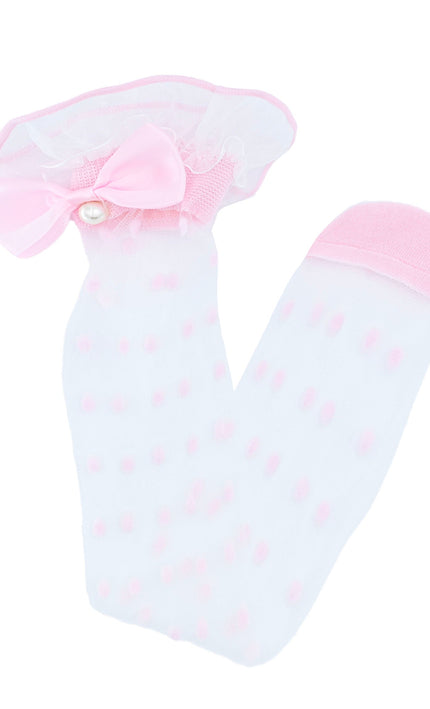 kidsatelier-mimitutu-Transparent-Polka-Dot-Bow-Trim-Socks
