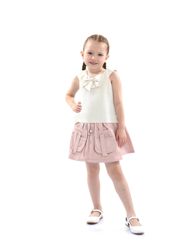 kidsatelier-mimitutu-Ivory-Pink-Strap-Bow-Shorts-Set