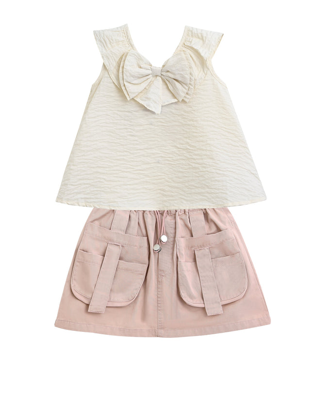 kidsatelier-mimitutu-Ivory-Pink-Strap-Bow-Shorts-Set