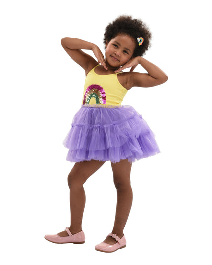 Purple Jenny Sequin Rainbow Tulle Dress