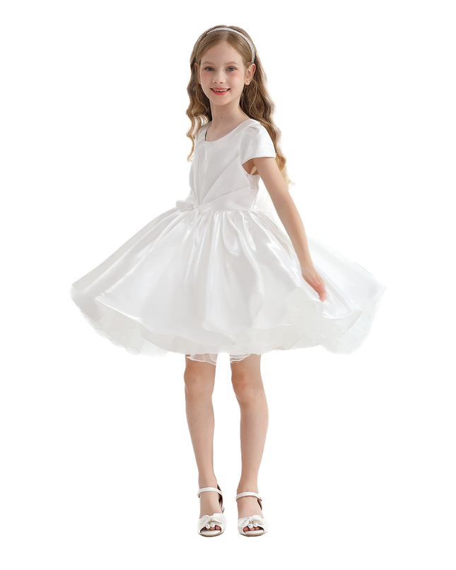 White Bow Short Solera Dress