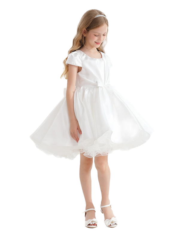 White Bow Short Solera Dress