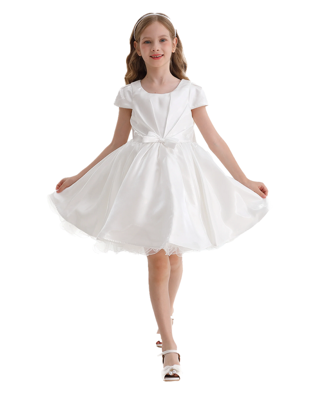 White Bow Short Solera Dress