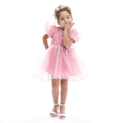 Pink Raspberry Bow Organza Dress