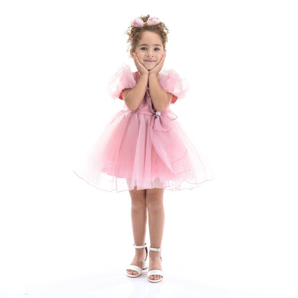 Pink Raspberry Bow Organza Dress