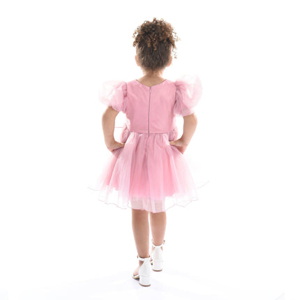 Pink Raspberry Bow Organza Dress