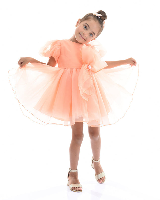 Peach Bow Organza Dress