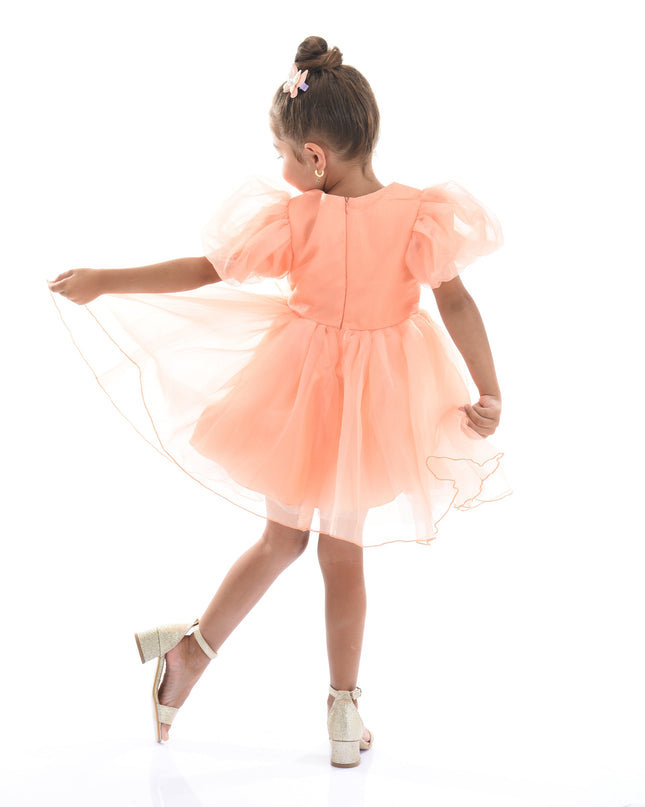 Peach Bow Organza Dress