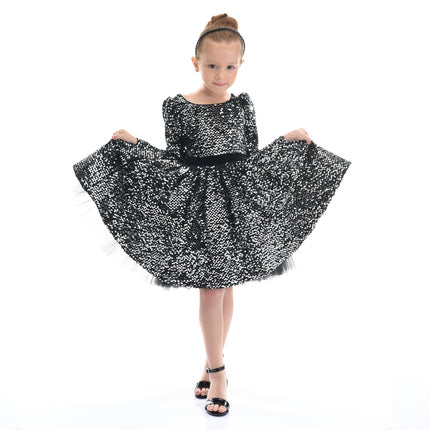 Black Merribrook Sequin Bow Dress