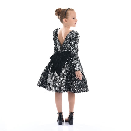 Black Merribrook Sequin Bow Dress