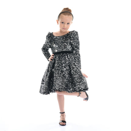 Black Merribrook Sequin Bow Dress