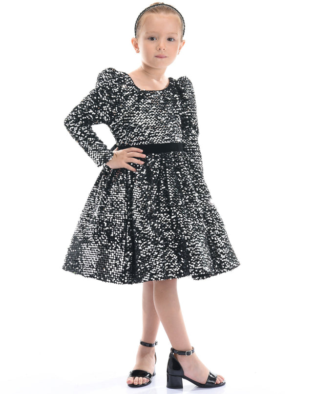 Black Merribrook Sequin Bow Dress