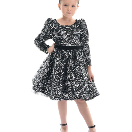 Black Merribrook Sequin Bow Dress