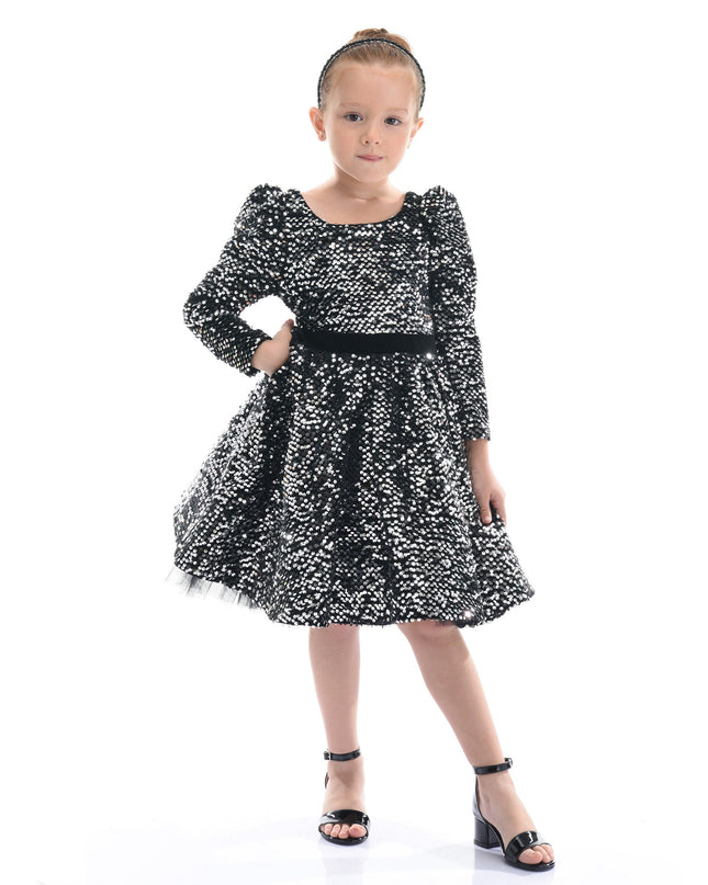 Black Merribrook Sequin Bow Dress