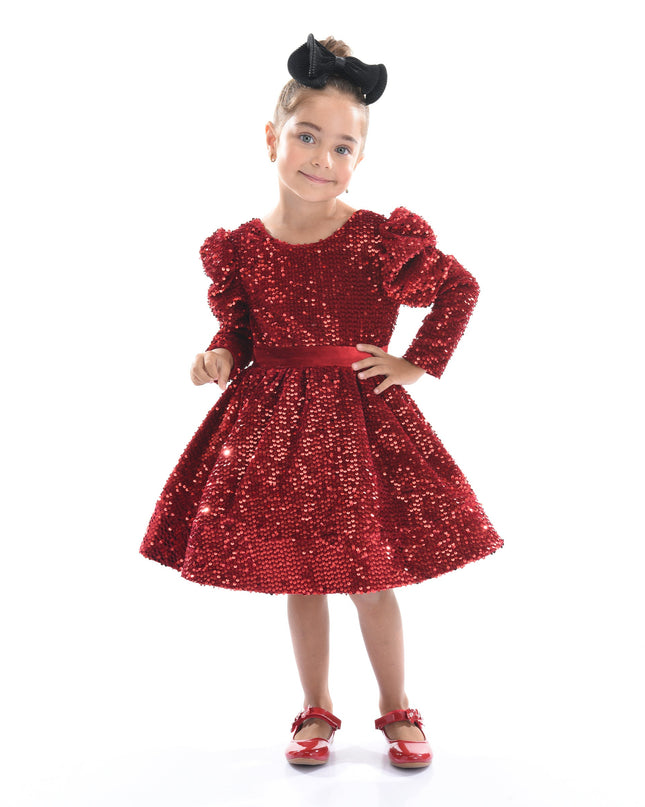 Red Merribrook Sequin Bow Dress