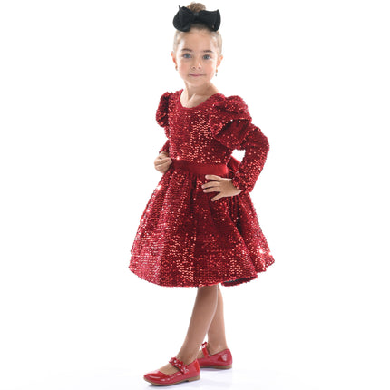 Red Merribrook Sequin Bow Dress