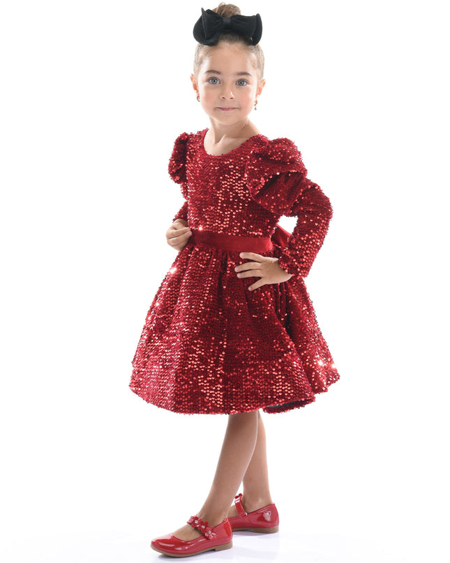 Red Merribrook Sequin Bow Dress