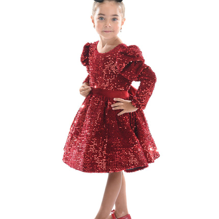 Red Merribrook Sequin Bow Dress