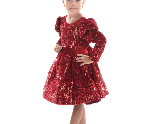 RedMerribrookSequinBowDress