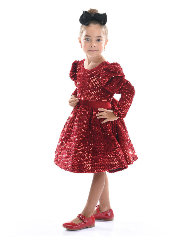 Red Merribrook Sequin Bow Dress