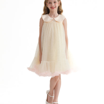 Champagne Caledonia Pleated Dress