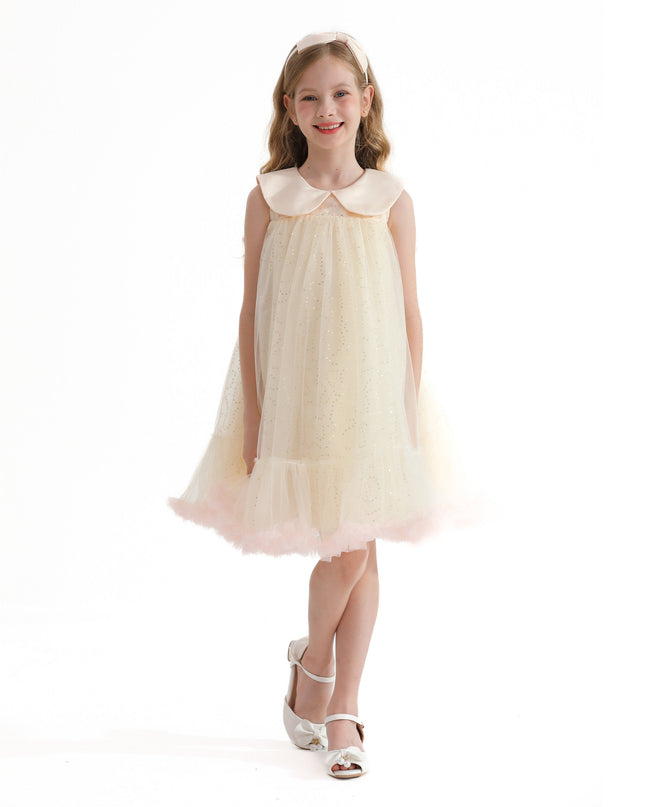 Champagne Caledonia Pleated Dress