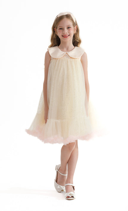 Champagne Caledonia Pleated Dress