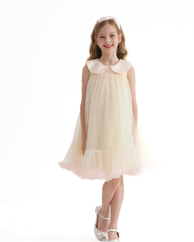 Champagne Caledonia Pleated Dress