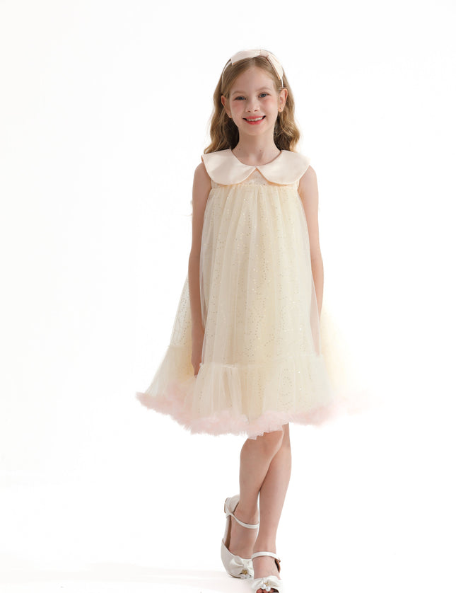 Champagne Caledonia Pleated Dress