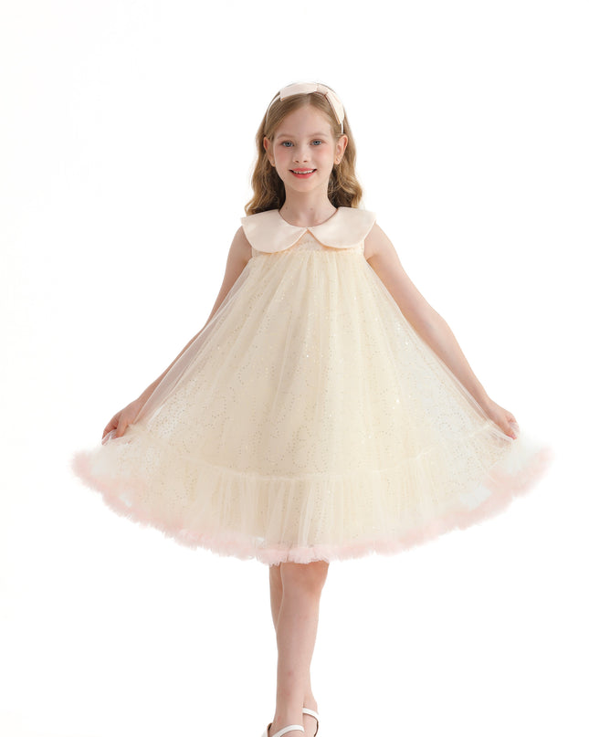 Champagne Caledonia Pleated Dress