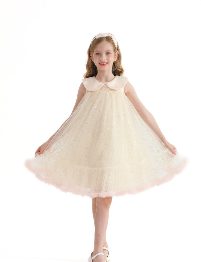 Champagne Caledonia Pleated Dress