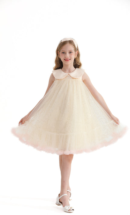 Champagne Caledonia Pleated Dress