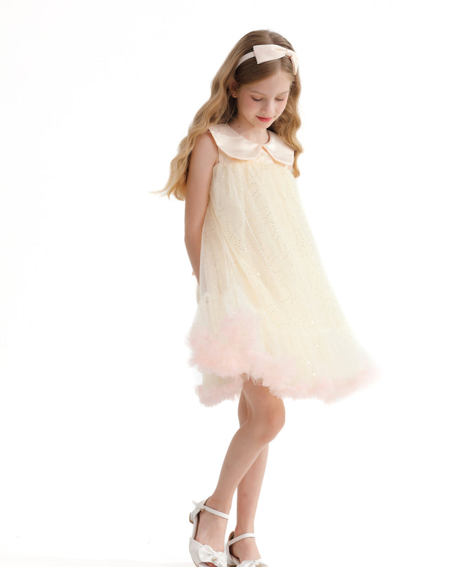 Champagne Caledonia Pleated Dress