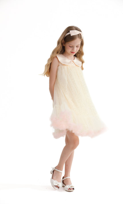 Champagne Caledonia Pleated Dress