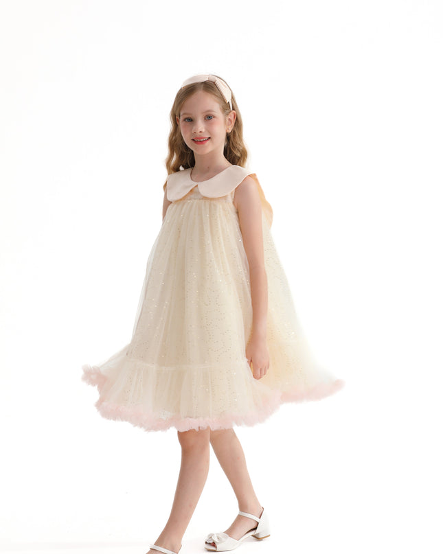 Champagne Caledonia Pleated Dress