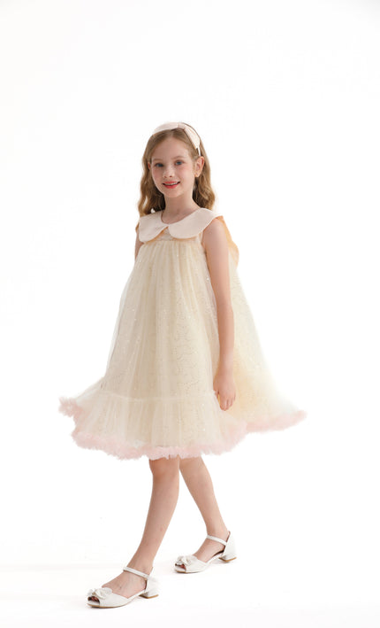 Champagne Caledonia Pleated Dress