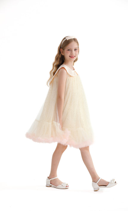 Champagne Caledonia Pleated Dress
