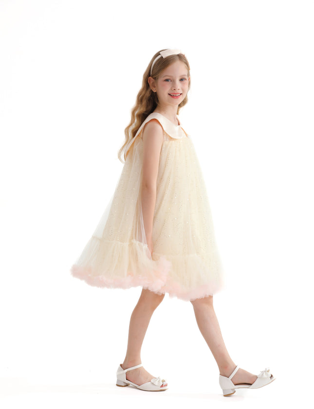 Champagne Caledonia Pleated Dress