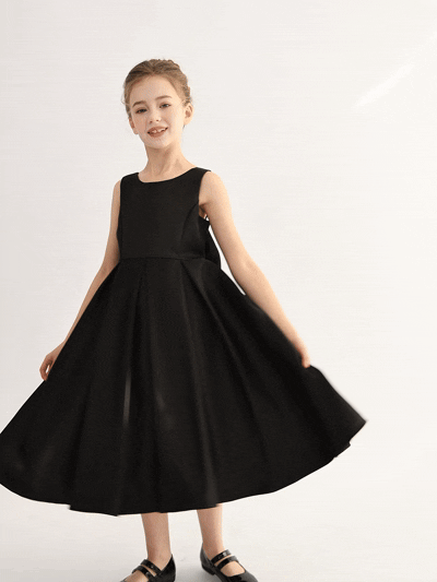 Black Redwooda Satin Bow-Back Dress