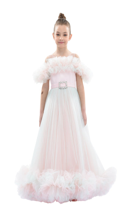 Pink Espada Ruffle Gown