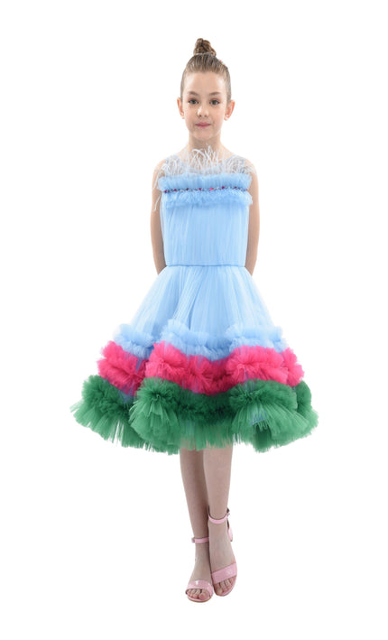Blue Granada Ruffle Tulle Dress
